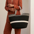Bianca handwoven cotton cord tote bag by Leila front view