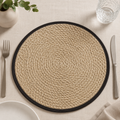 Braided jute round table mat with cotton cord border by Leila Lanka