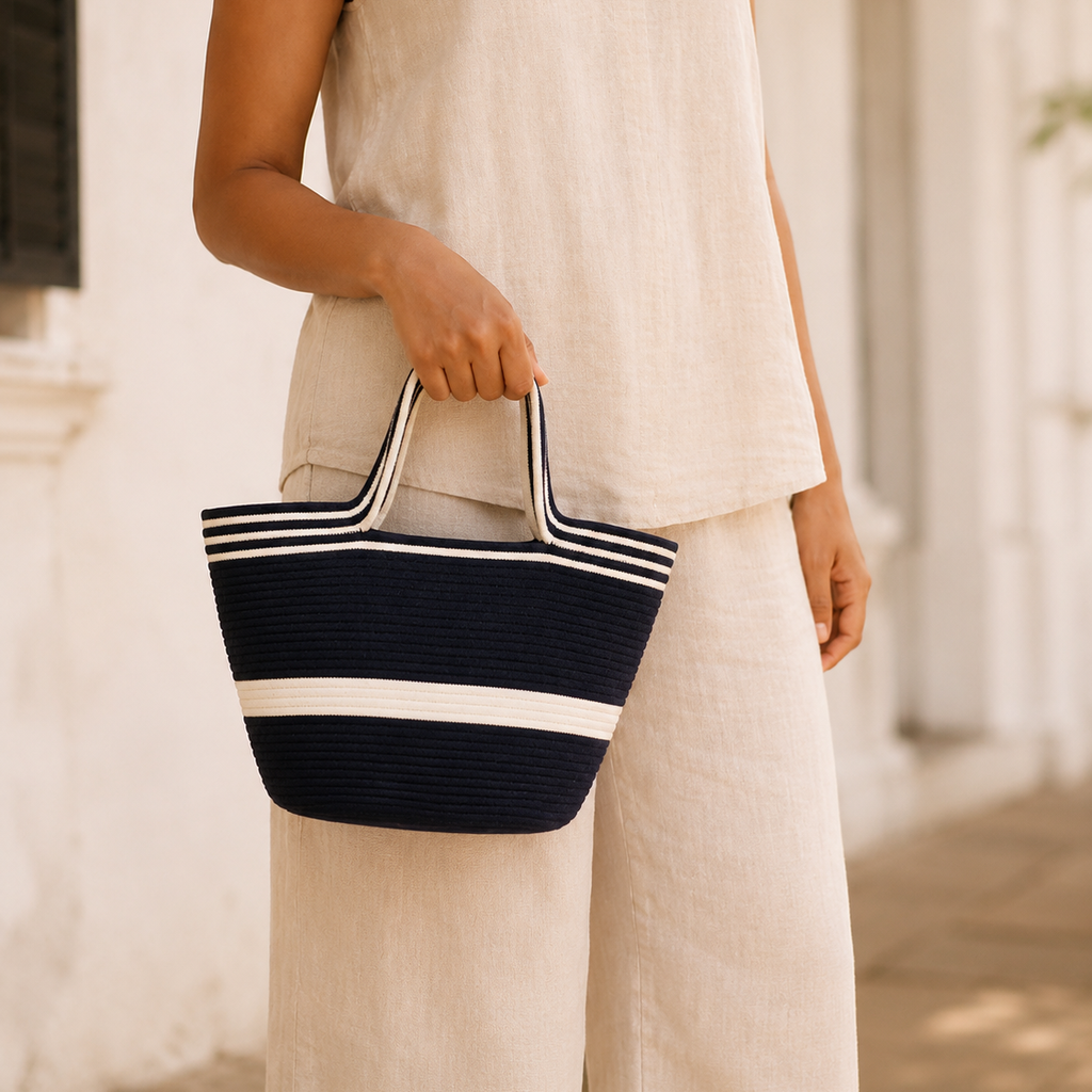 Bianca Handwoven Cotton Cord Tote Bag | Leila