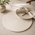 Alabaster round cotton cord table mat by Leila Lanka