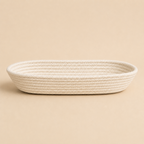 Alabaster cotton cord cutlery holder front view by Leila Lanka