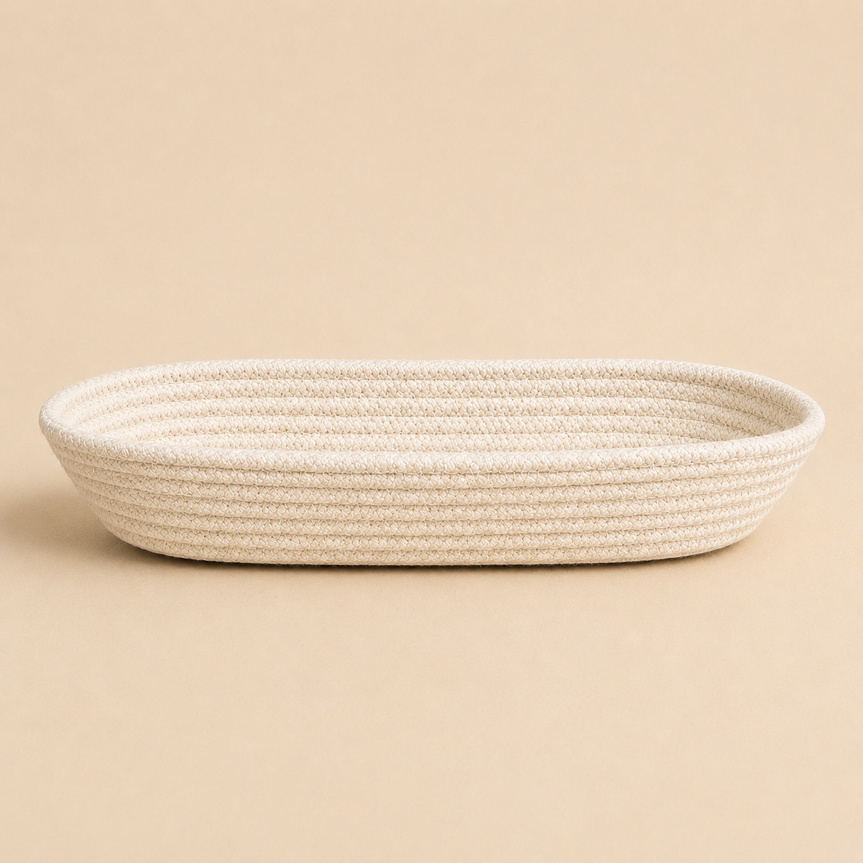 Alabaster cotton cord cutlery holder front view by Leila Lanka