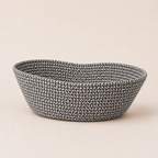 Monochrome black and white handwoven cotton cord fruit basket