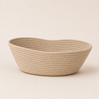 Solid beige handwoven cotton cord fruit basket