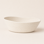 Solid off-white handwoven cotton cord fruit basket